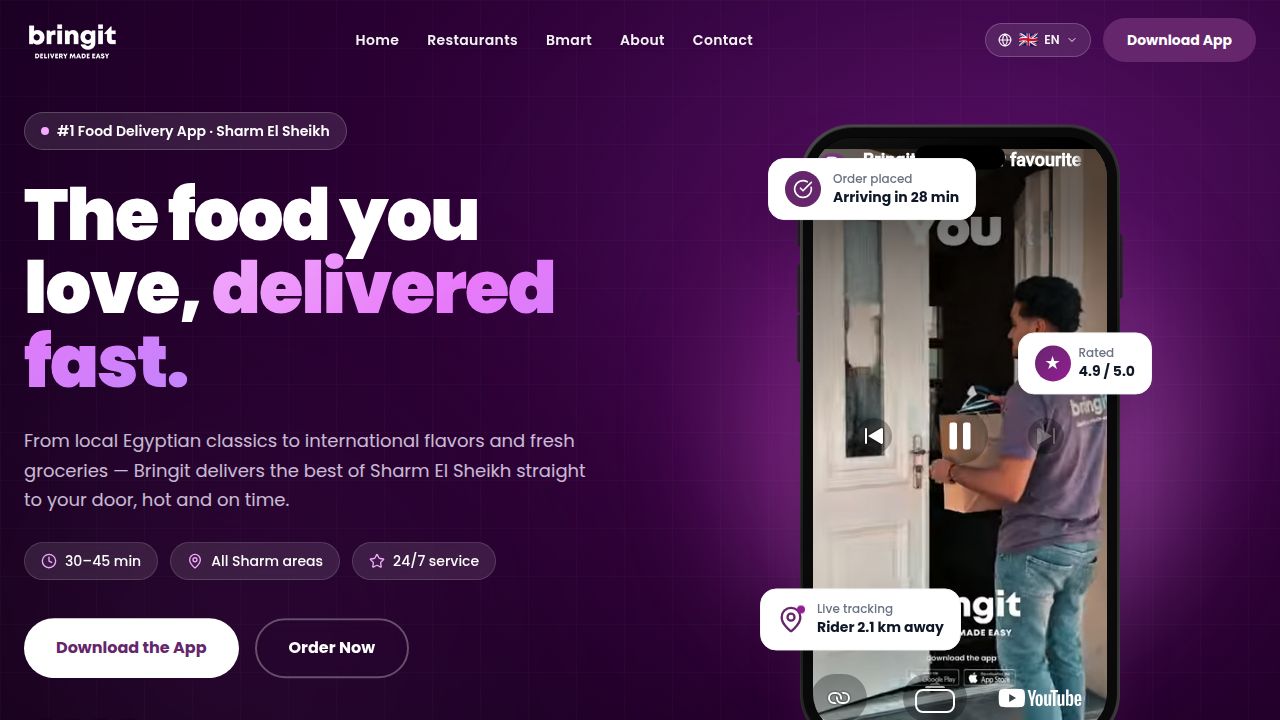 Bringit app for food delivery in Sharm El Sheikh